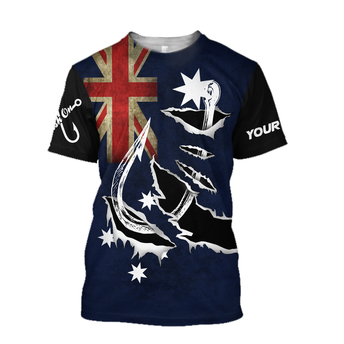 Tmarc Tee Custom name Hooked on fishing Australia design 3d print shirts