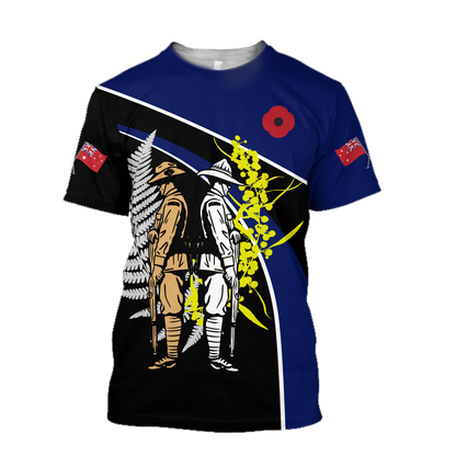 Tmarc Tee The ode fern-wattle Australia and Kiwi blue 3D print shirts