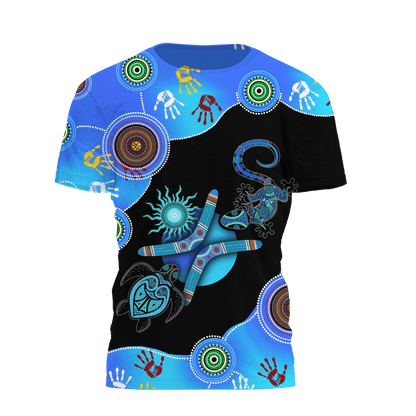 Aboriginal Naidoc Week 2021 Blue Turtle Lizard 3D design Summer shirts