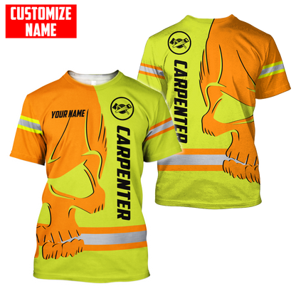 Personalized Name Carpenter 3D All Over Printed Unisex Shirts Safety Skull