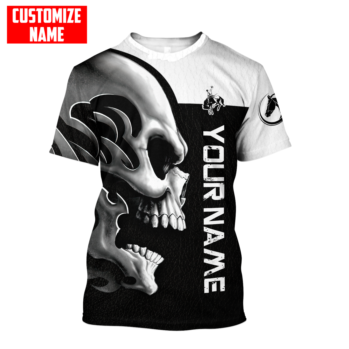 Personalized Name Rodeo Skull 3D All Over Printed Unisex Shirts Bronc Riding