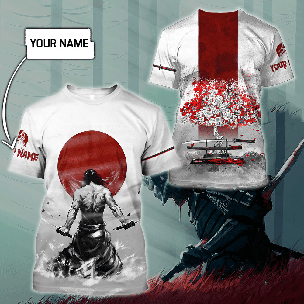 Customize Name Samurai Tattoo Japan 3D All Over Printed Unisex Shirt