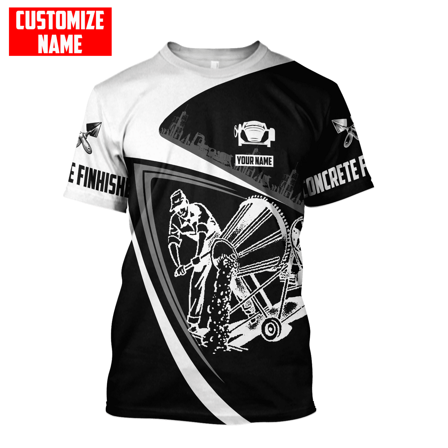 Customized Name Mixer Concrete Finisher 3D All Over Printed Unisex Shirts