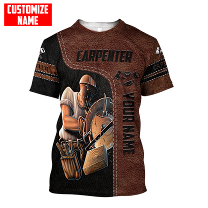 Personalized Name Carpenter 3D All Over Printed Unisex Shirts Leather Texture