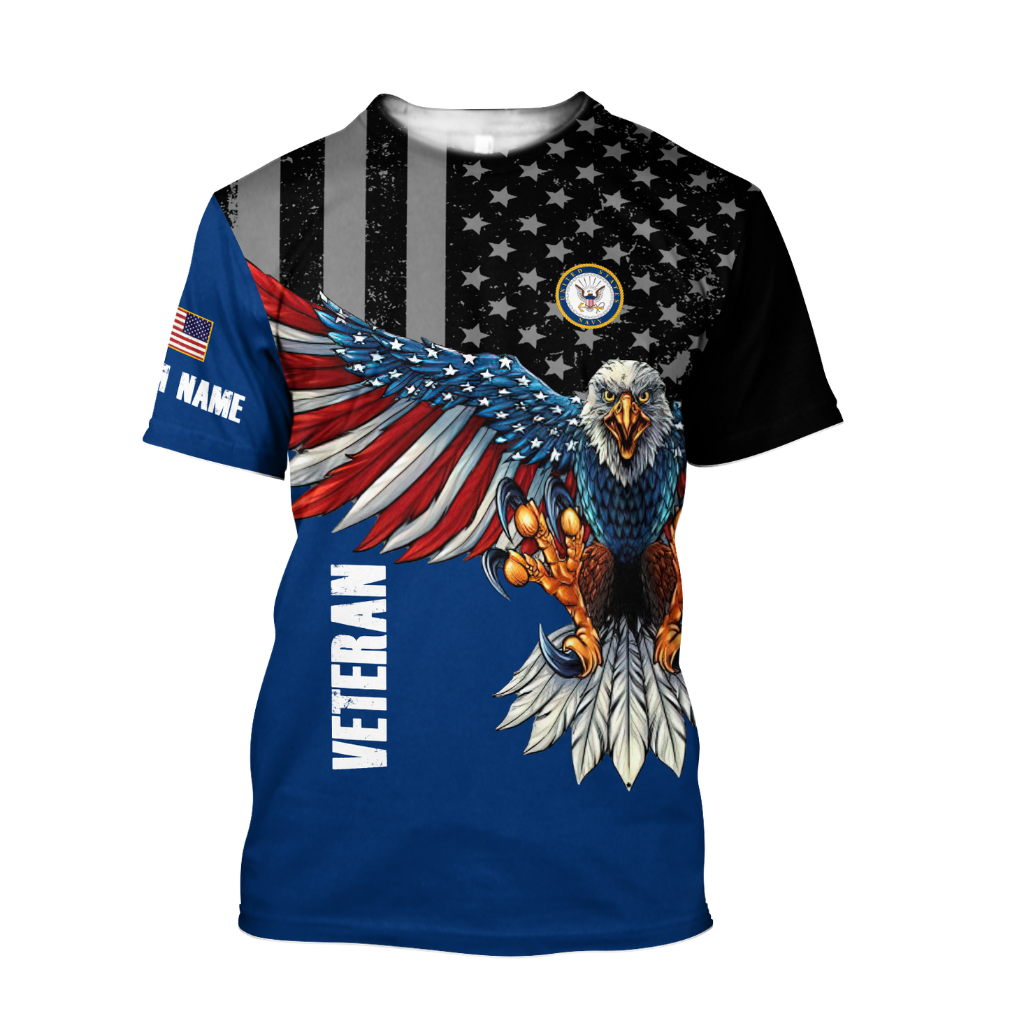 Custom name US Navy Veteran Eagle 3d printed shirts Proud Military