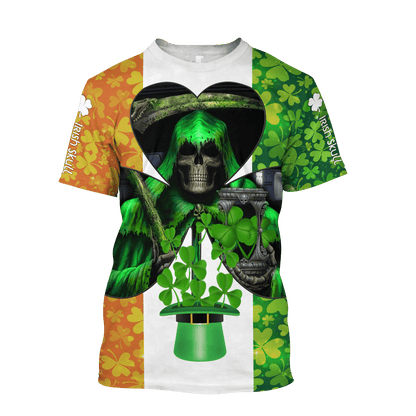 Happy St Patrick's Day Irish Skull 3D All Over Printed Unisex