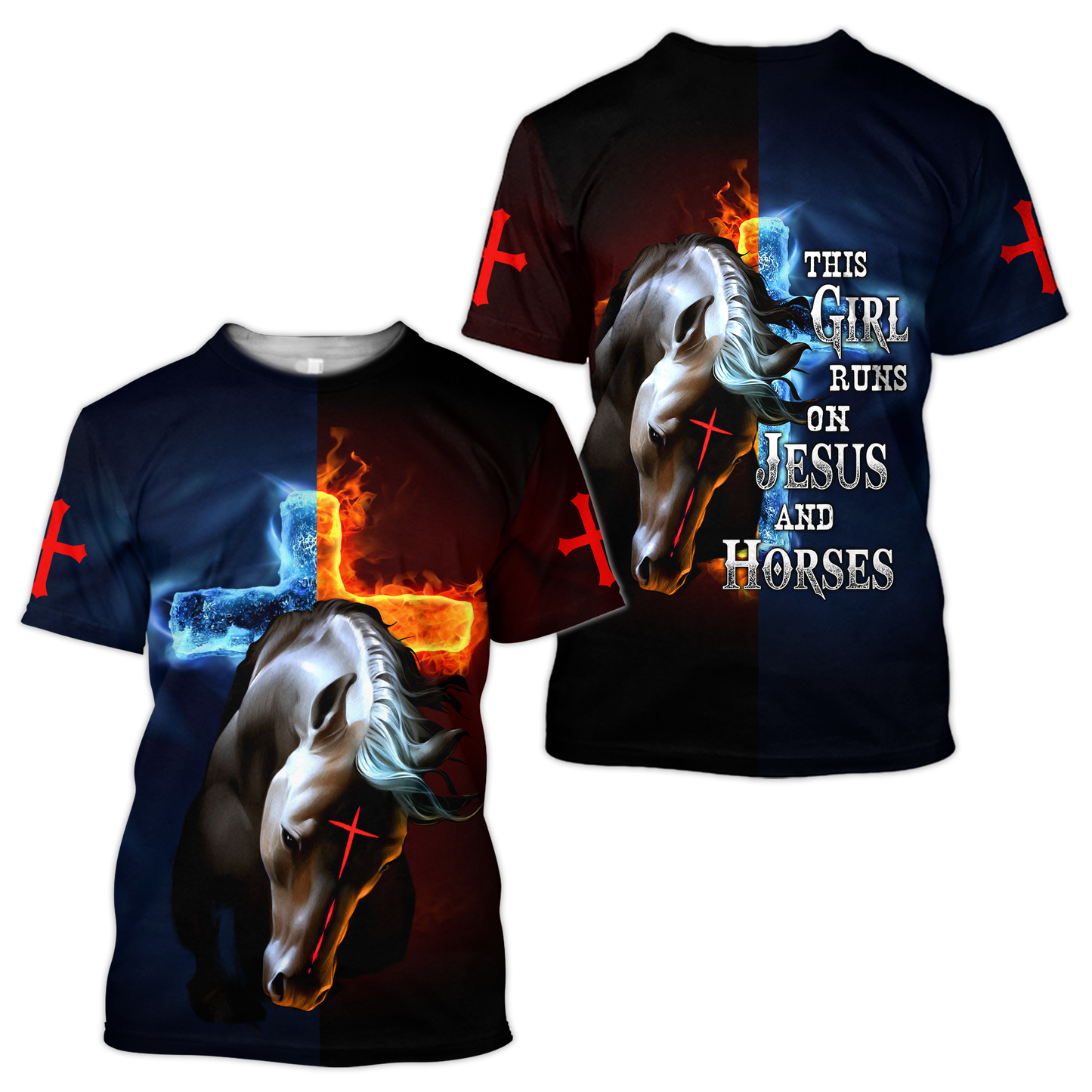 Horse And Jesus 3D All Over Printed Shirts For Men And Women