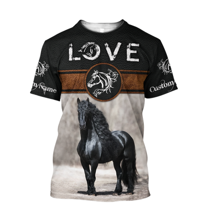 Personalized Name Friesian Horse Lovers 3D All Over Printed Unisex Shirts