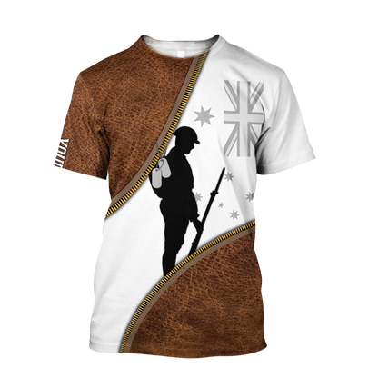 Tmarc Tee Custom name Remembrance Australia Soldier 3D print zip pattern shirts
