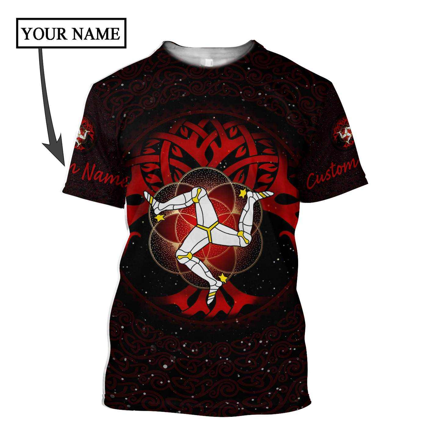 Custom name Celtic culture Triskelion Triple Red pattern 3D print shirts