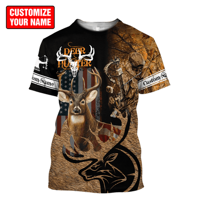 Deer Hunting Personalized Name 3D All Over Printed Shirts