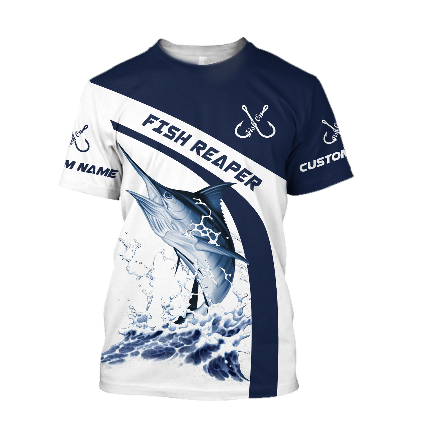 Custom name Marlin fishing design 3d print shirts (special sleeves)