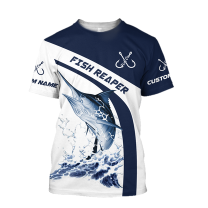 Custom name Marlin fishing design 3d print shirts (special sleeves)
