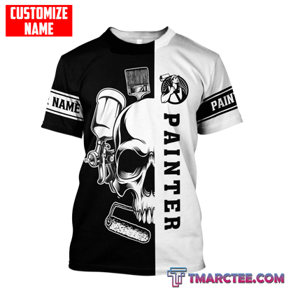 Tmarc Tee Personalized Name Painter 3D All Over Printed Unisex Shirts Skull