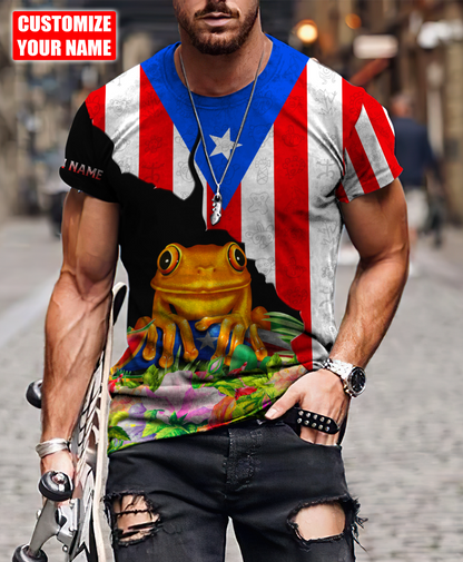 Customize Name Puerto Rico 3D All Over Printed Unisex Shirts