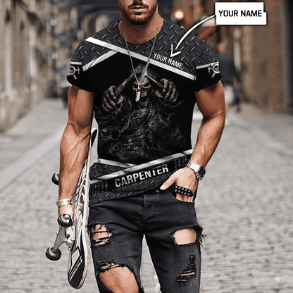 Personalized Name Carpenter 3D All Over Printed Unisex Shirts Metal Skull