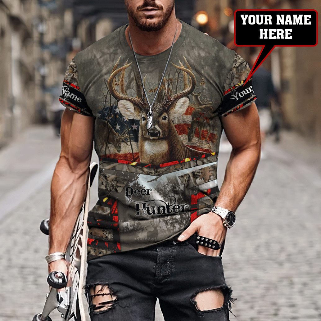 Deer Hunting Personalized Name 3D All Over Printed Shirts