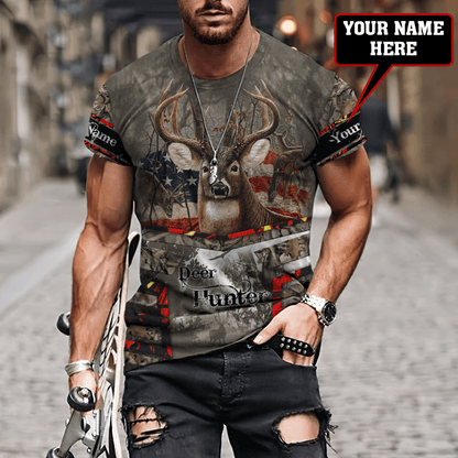 Deer Hunting Personalized Name 3D All Over Printed Shirts