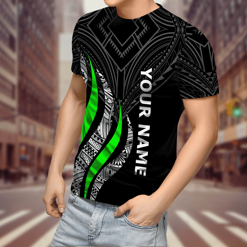 Polynesian Green And Tattoo Unisex Shirts Personalize ML