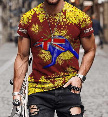 Tmarc Tee Custom name Australia Kangaroo Golden Wattle shirts