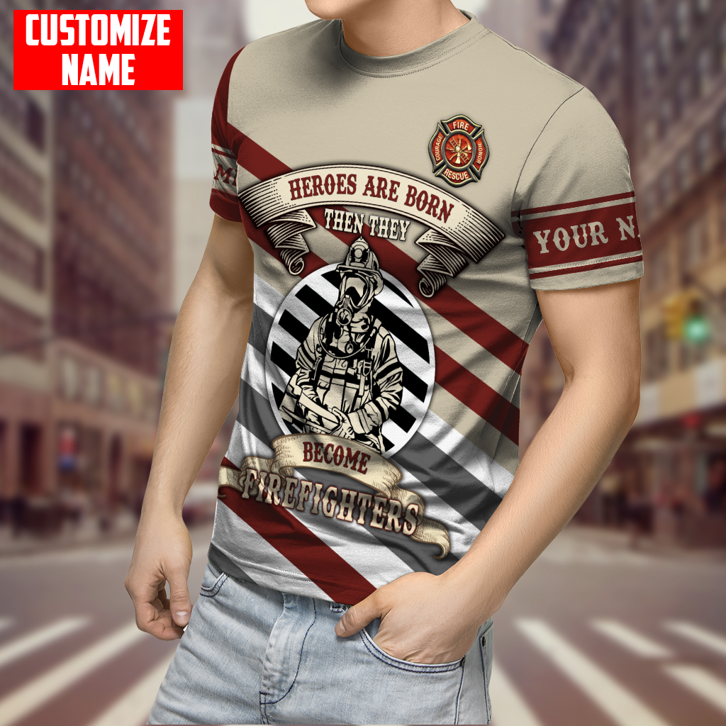 Customize Name Firefighter 3D All Over Printed Unisex Shirts