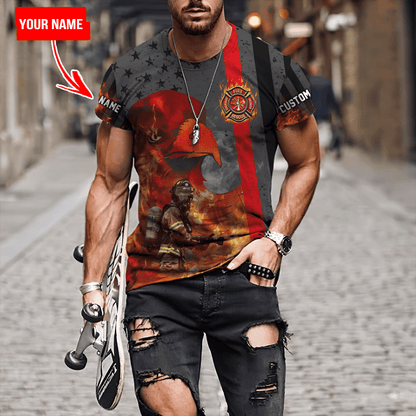 Customize Name Firefighter 3D All Over Printed Unisex Shirts