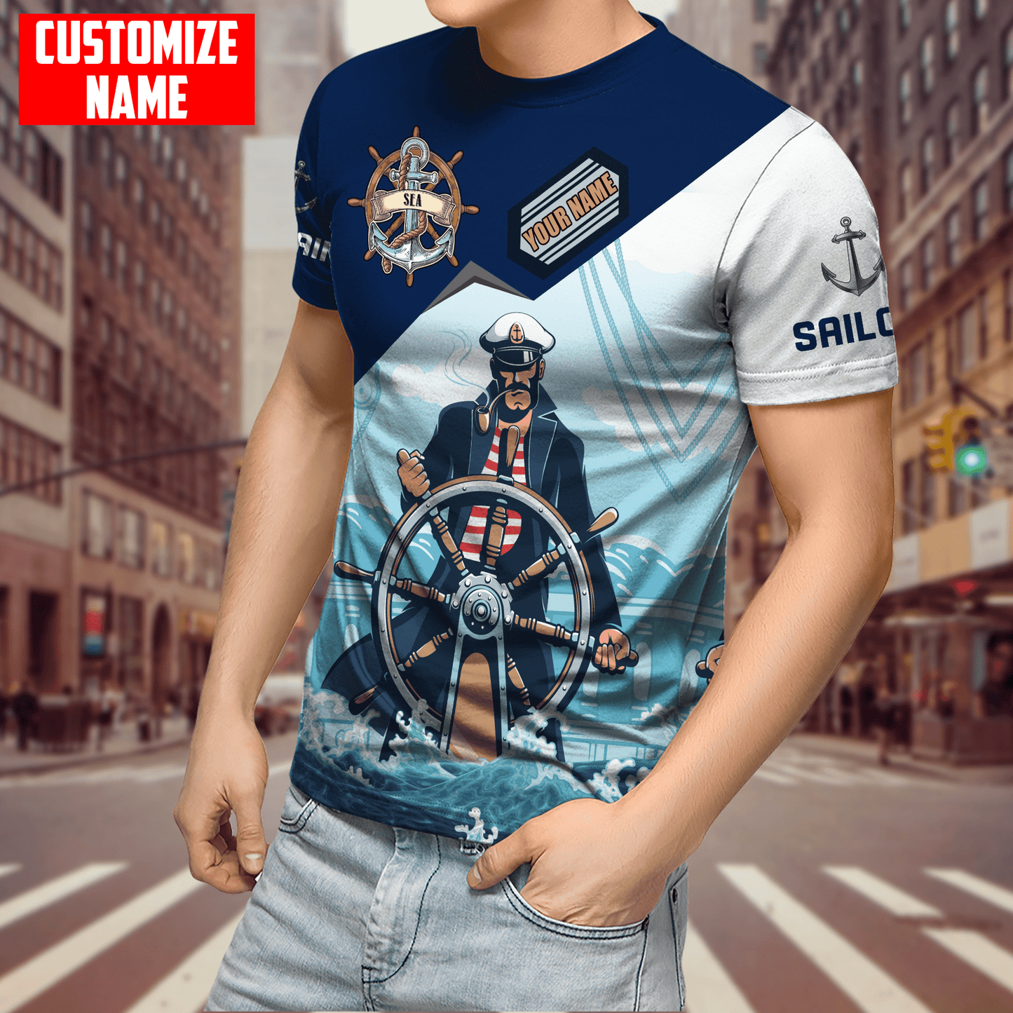 Customized Name Captain Sailor 3D All Over Printed Shirts
