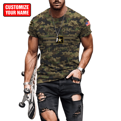US Army Veteran Personalized Name 3D All Over Printed Unisex Hoodie