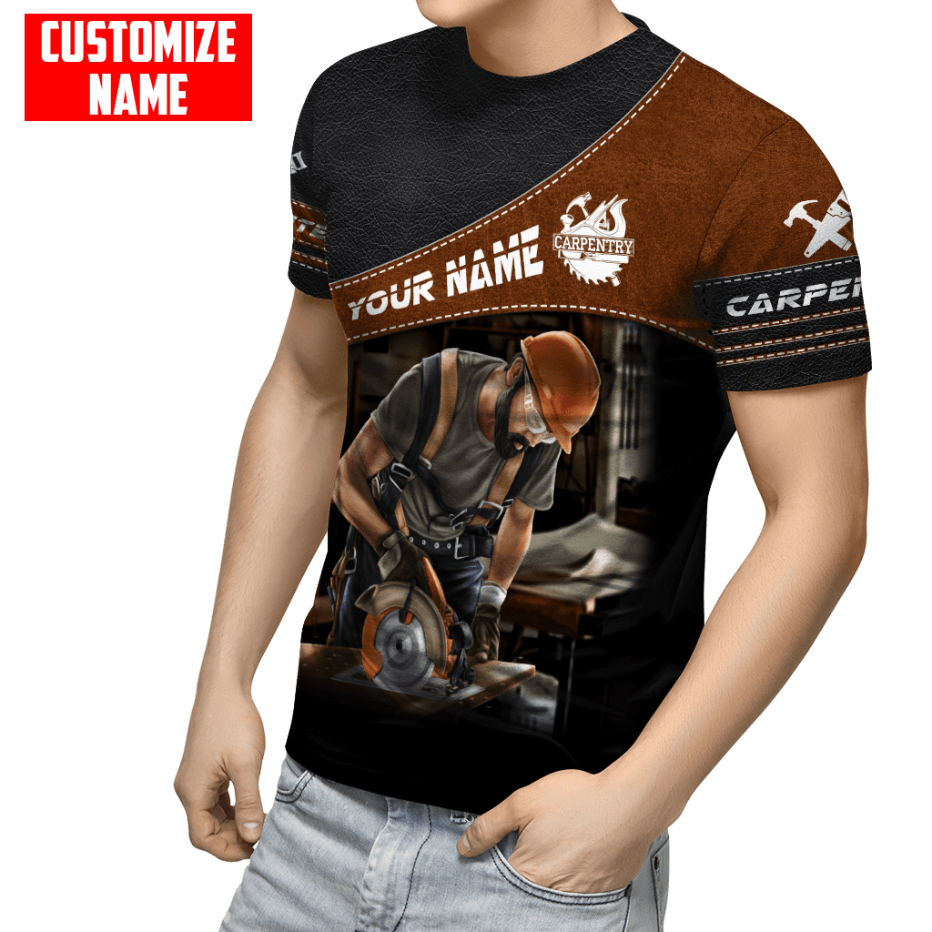 Personalized Name Carpenter 3D All Over Printed Unisex Shirts Leather Texture Ver3