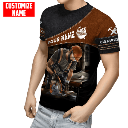 Personalized Name Carpenter 3D All Over Printed Unisex Shirts Leather Texture Ver3