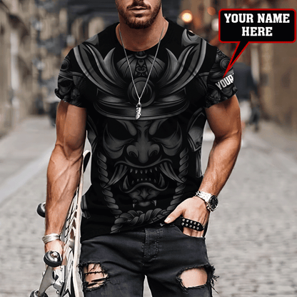 Custom Name Samurai Red Mask 3D All Over Printed Unisex Shirts