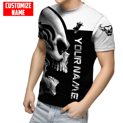 Personalized Name Rodeo Skull 3D All Over Printed Unisex Shirts Bull Riding