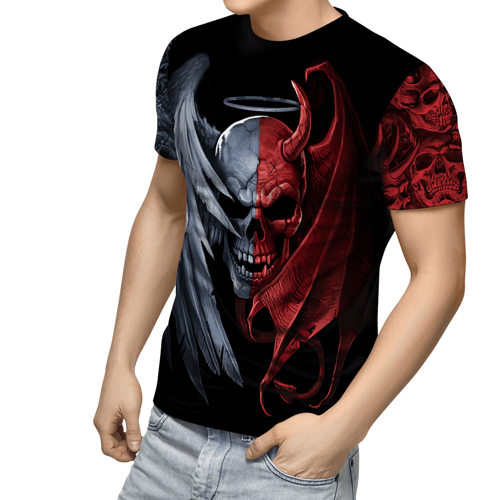 Tmarc Tee Gentle And Evil Skull 3D All Over Printed Unisex Shirts