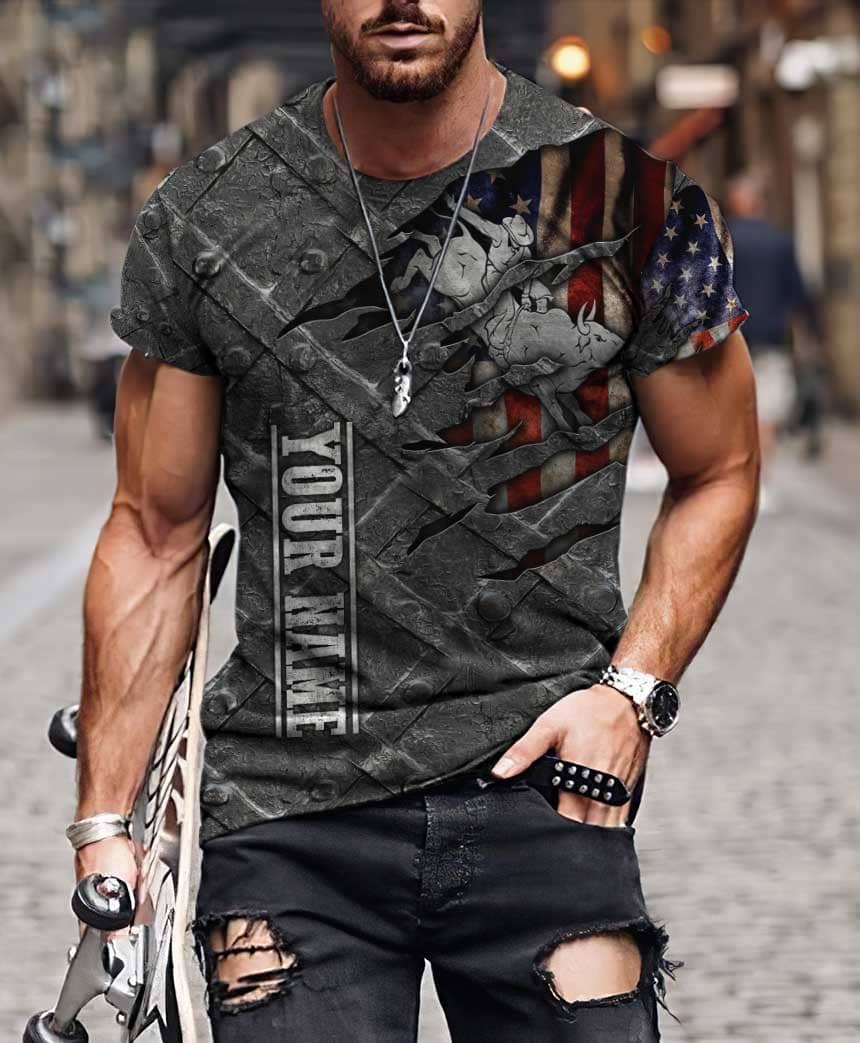 Personalized Name Bull Riding 3D All Over Printed Unisex Shirts American Bull Rider