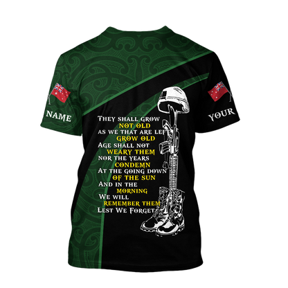 Tmarc Tee Anzac day custom name the ode Australia and Kiwi 3D print shirt