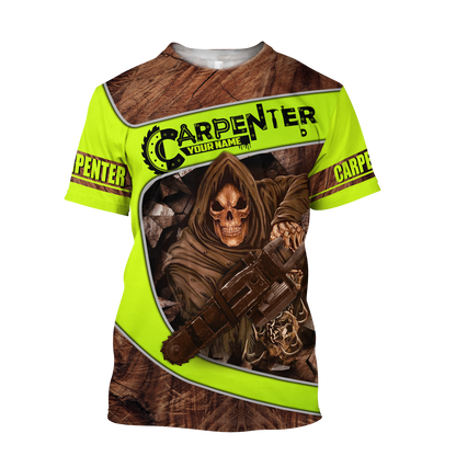 Personalized Name Carpenter 3D All Over Printed Unisex Shirts Wood Pattern