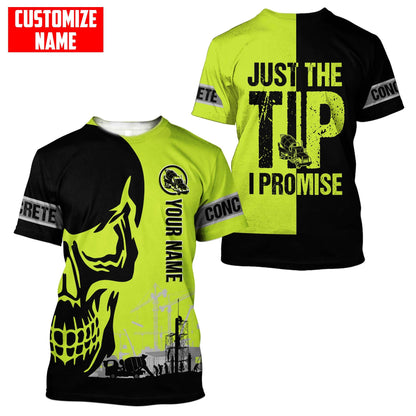 Concrete Finisher Site Skull Green Safety Custom name 3D Printed Shirts