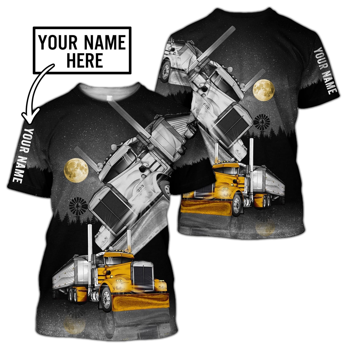 Premium Trucker Personalized Name 3D All Over Printed Unisex Shirts