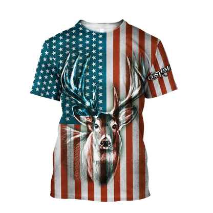 US Deer Persionalized Name 3D All Over Printed Shirts