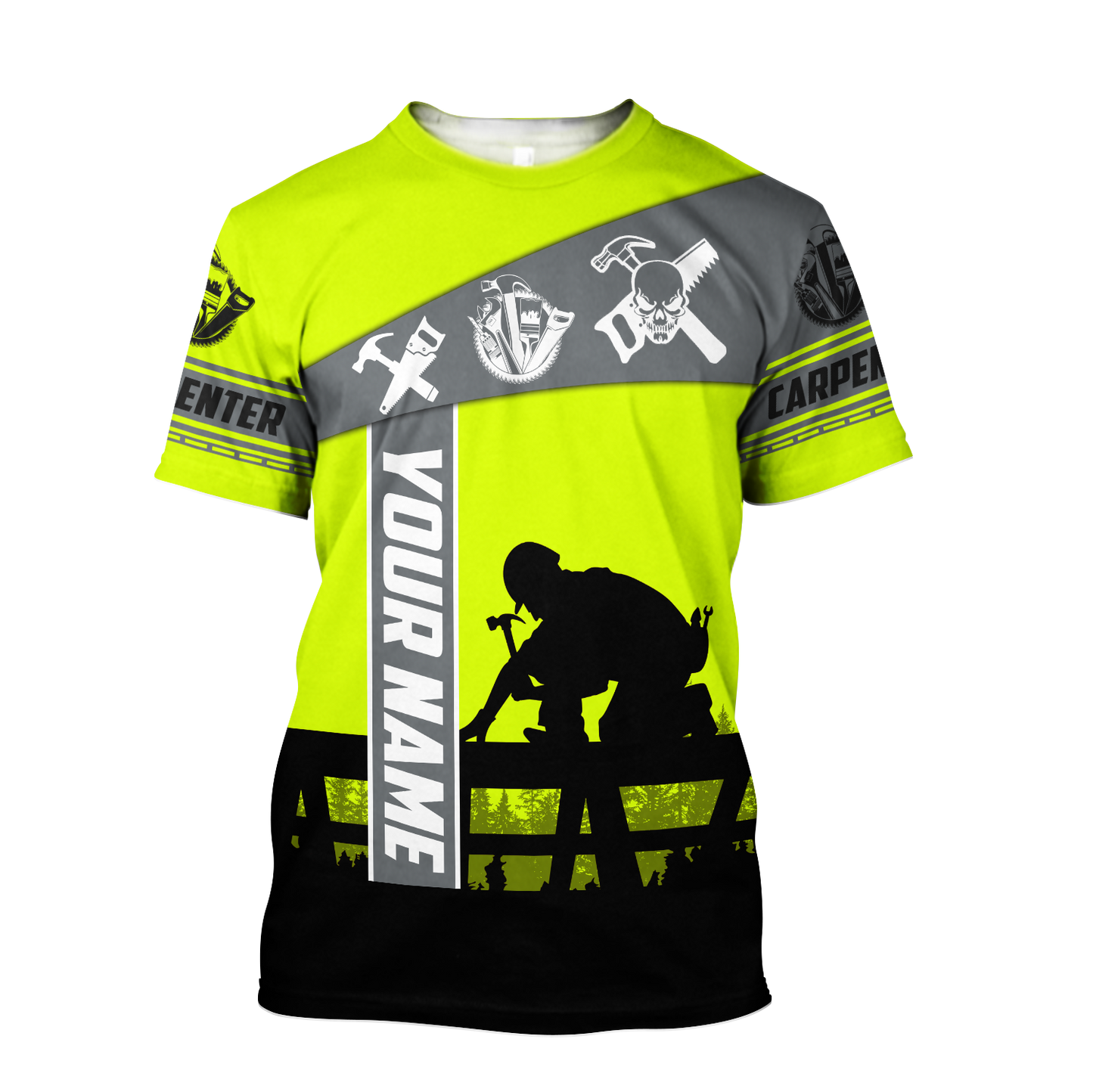 Personalized Name Carpenter 3D All Over Printed Unisex Shirts Green Neon Ver 2