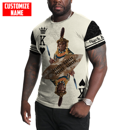 African Culture Personalize Name Black King Zulu Combo Tshirt And Boardshort ML