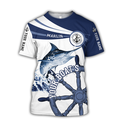 Custom name Marlin fishing boat team Catch and Release 3D Design print shirts