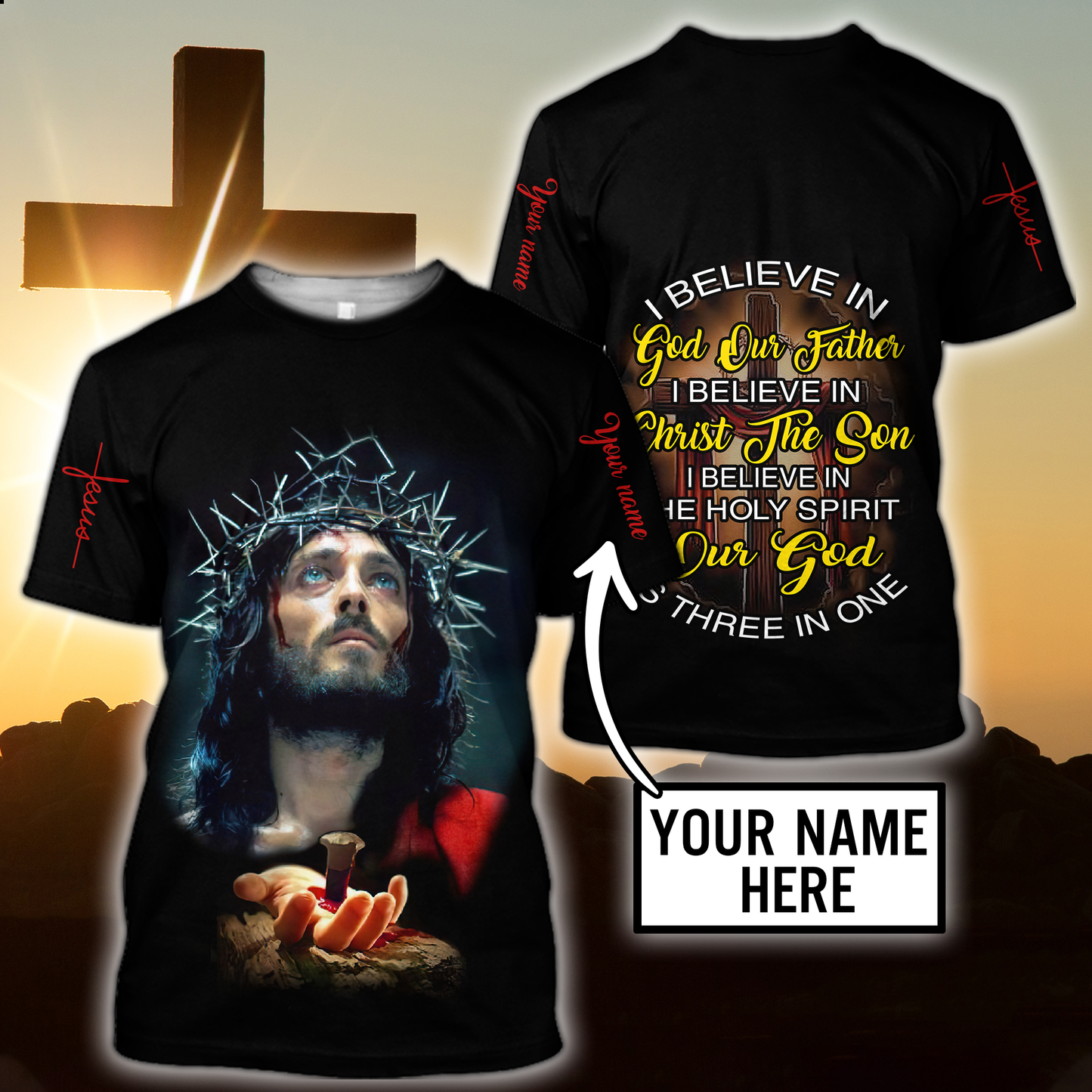 Premium Christian Jesus Personalized Name 3D All Over Printed For Men Shirts - Amaze Style™-Apparel