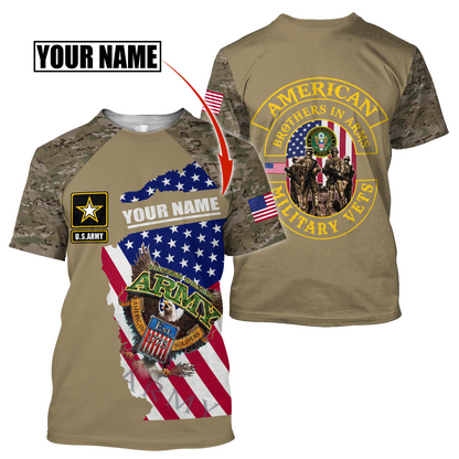 Custom name US Army Veteran Brothers in arms 3D print shirts Proud Military