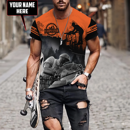 Personalized Name Carpenter 3D All Over Printed Unisex Shirts Orange Ver 2