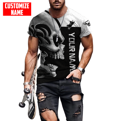 Personalized Name Rodeo Skull 3D All Over Printed Unisex Shirts Bull Riding