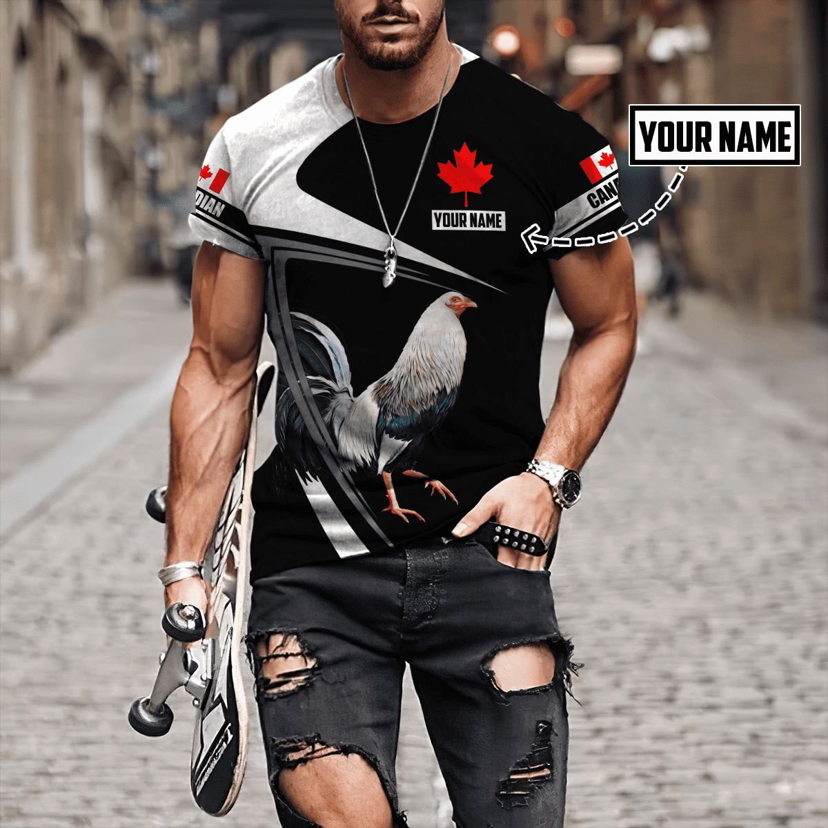 Personalized Canadian Rooster 3D Printed Unisex Shirt