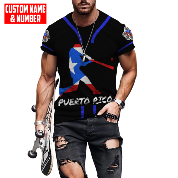Customize Name And Number Puerto Rico 3D All Over Printed Unisex Shirts