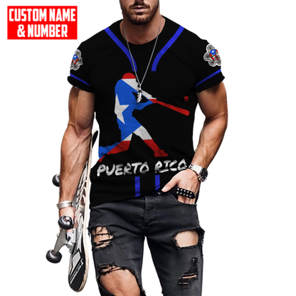 Customize Name And Number Puerto Rico 3D All Over Printed Unisex Shirts