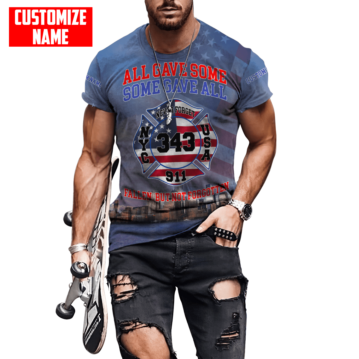 Customize Name Firefighter 3D All Over Printed Unisex Shirts
